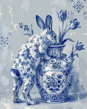 Cargar imagen en el visor de la galería, Pintar por numeros Figured'Art - Conejo estilo Delft