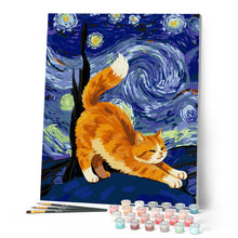 Cargar imagen en el visor de la galería, Gato Rojo en la Noche Estrellada