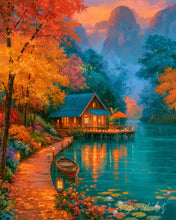 Cargar imagen en el visor de la galería, Pintar por numeros Figured'Art - Escapada otoñal junto al lago