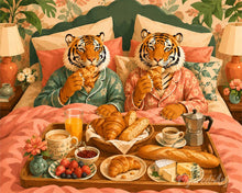 Cargar imagen en el visor de la galería, Pintar por numeros Figured'Art - Tigres y desayuno