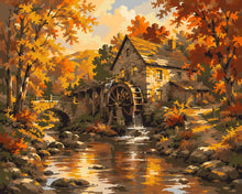 Cargar imagen en el visor de la galería, Pintar por numeros Figured'Art - Viejo Molino de Agua en Otoño