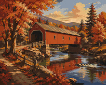 Cargar imagen en el visor de la galería, Pintar por numeros Figured'Art - Puente Cubierto en Otoño