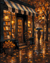 Cargar imagen en el visor de la galería, Pintar por numeros Figured'Art - Librería Otoñal bajo la Lluvia