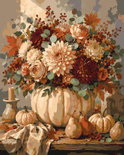 Cargar imagen en el visor de la galería, Pintar por numeros Figured'Art - Centro de Mesa Floral con Calabazas