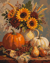 Cargar imagen en el visor de la galería, Pintar por numeros Figured'Art - Bodegón de Calabaza y Girasol