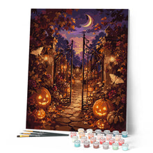 Cargar imagen en el visor de la galería, Puerta encantada del jardín con calabazas de Halloween