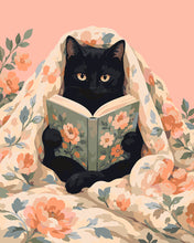 Cargar imagen en el visor de la galería, Pintar por numeros Figured'Art - Gato negro entre mantas