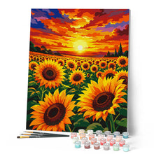 Cargar imagen en el visor de la galería, Campo de girasoles al atardecer