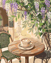 Cargar imagen en el visor de la galería, Pintar por numeros Figured'Art - Café y glicinias