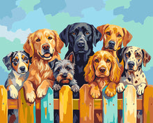 Cargar imagen en el visor de la galería, Pintar por numeros Figured'Art - Perros en la valla