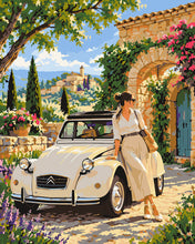 Cargar imagen en el visor de la galería, Pintar por numeros Figured'Art - Citroën 2CV en el Portal Floreado
