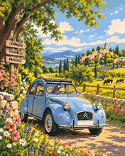 Cargar imagen en el visor de la galería, Pintar por numeros Figured'Art - Citroën 2CV en el Viñedo