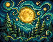 Cargar imagen en el visor de la galería, Pintar por numeros Figured'Art - Bosque Bajo la Luna