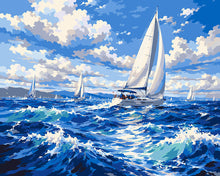 Cargar imagen en el visor de la galería, Pintar por numeros Figured'Art - Navegando en el Azul