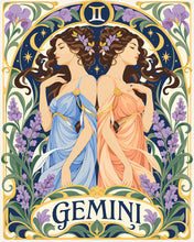 Cargar imagen en el visor de la galería, Pintar por numeros Figured'Art - Art Nouveau Zodiaco Géminis