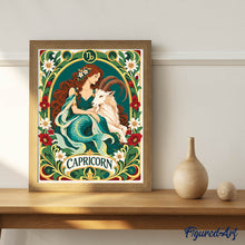 Cargar imagen en el visor de la galería, Art Nouveau Zodiaco Capricornio