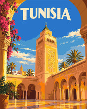 Cargar imagen en el visor de la galería, Pintar por numeros Figured'Art - Póster de Viaje Túnez, Mezquita Al-Zaytuna
