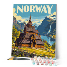 Cargar imagen en el visor de la galería, Póster de Viaje Iglesia de Madera de Borgund, Noruega