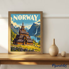Cargar imagen en el visor de la galería, Póster de Viaje Iglesia de Madera de Borgund, Noruega