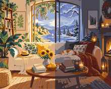 Cargar imagen en el visor de la galería, Pintar por numeros Figured'Art - Del Verano al Invierno en el Salón
