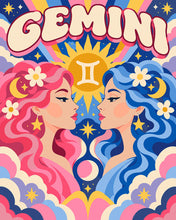Cargar imagen en el visor de la galería, Pintar por numeros Figured'Art - Zodiaco Retro Géminis