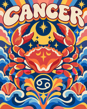 Cargar imagen en el visor de la galería, Pintar por numeros Figured'Art - Zodiaco Retro Cáncer