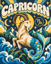 Cargar imagen en el visor de la galería, Pintar por numeros Figured'Art - Zodiaco Retro Capricornio