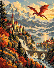 Cargar imagen en el visor de la galería, Pintar por numeros Figured'Art - Reino de Dragones