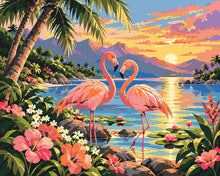 Cargar imagen en el visor de la galería, Pintar por numeros Figured'Art - Atardecer de Flamencos