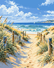 Cargar imagen en el visor de la galería, Pintar por numeros Figured'Art - Sendero de Arena hacia la Playa