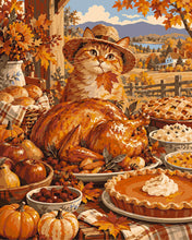 Cargar imagen en el visor de la galería, Pintar por numeros Figured'Art - Festín Felino de Acción de Gracias