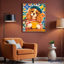 Cargar imagen en el visor de la galería, Spaniel con boina en el café
