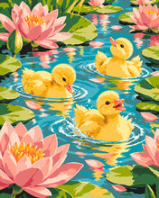 Cargar imagen en el visor de la galería, Pintar por numeros Figured'Art - Alegres patitos entre nenúfares