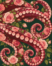 Cargar imagen en el visor de la galería, Pintar por numeros Figured'Art - Tentáculos florales de rosas en burdeos