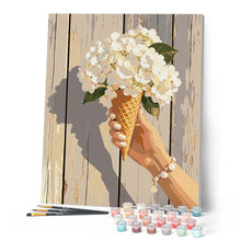 Cargar imagen en el visor de la galería, Ramo de helado de hortensias blancas