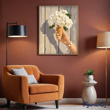 Cargar imagen en el visor de la galería, Ramo de helado de hortensias blancas