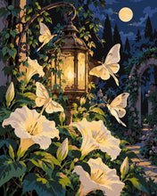 Cargar imagen en el visor de la galería, Pintar por numeros Figured'Art - Farol a la luz de la luna en un jardín secreto