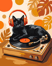 Cargar imagen en el visor de la galería, Pintar por numeros Figured'Art - Ritmos retro de gato