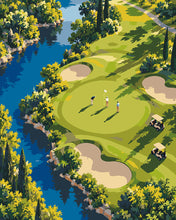 Cargar imagen en el visor de la galería, Pintar por numeros Figured'Art - Campo de golf junto al río