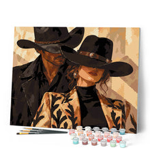 Cargar imagen en el visor de la galería, Pareja de vaqueros con sombreros negros