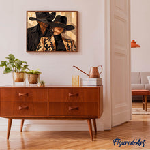 Cargar imagen en el visor de la galería, Pareja de vaqueros con sombreros negros