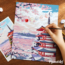 Cargar imagen en el visor de la galería, Kit Regalo Pintura por números - Pagoda del Monte Fuji