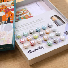 Cargar imagen en el visor de la galería, Kit Regalo Pintura por números - Pueblo Invernal Colorido