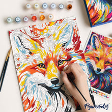 Cargar imagen en el visor de la galería, Kit Regalo Pintura por números - Zorro Abstracto Colorido
