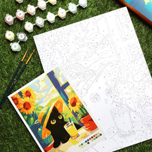 Cargar imagen en el visor de la galería, Kit Regalo Pintura por números - Gato Negro de Verano