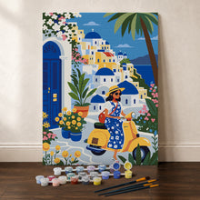 Cargar imagen en el visor de la galería, Kit Regalo Pintura por números - Escapada a Santorini
