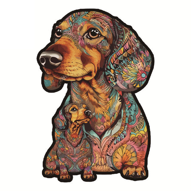 Puzzle de madera - Dachshunds Tropicales