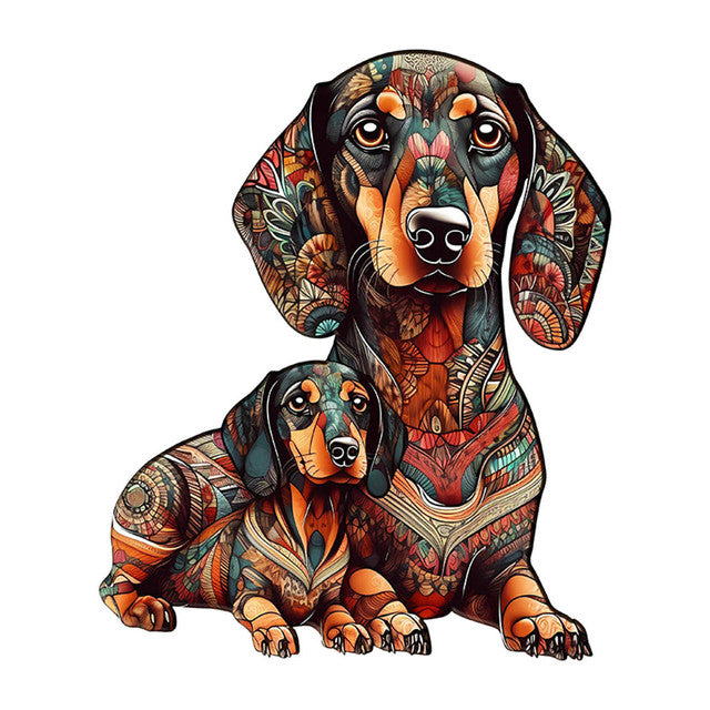 Puzzle de madera - Dachshunds Tribales