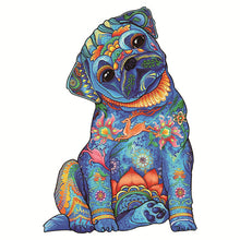 Cargar imagen en el visor de la galería, Puzzle de madera - Pug Azul