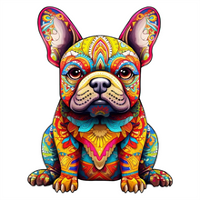 Cargar imagen en el visor de la galería, Puzzle de madera - Frenchie Festivo